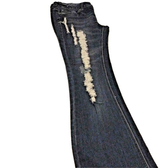 Z.CO Premium Jeans DARK BLUE Distressed High Rise FLARES Size 7 Boot Cut Bohemia - Picture 2 of 14